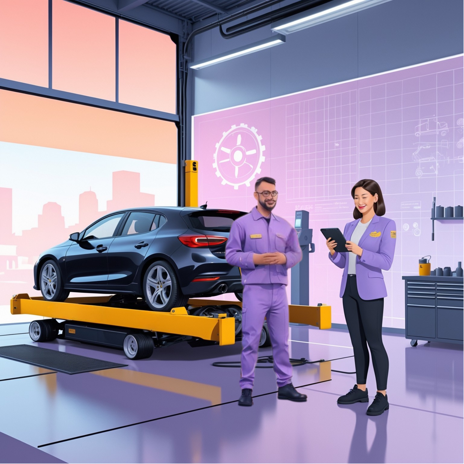 Vehicle repair workshop image representing Accident Assist Network repair coordination for vehicle damage.