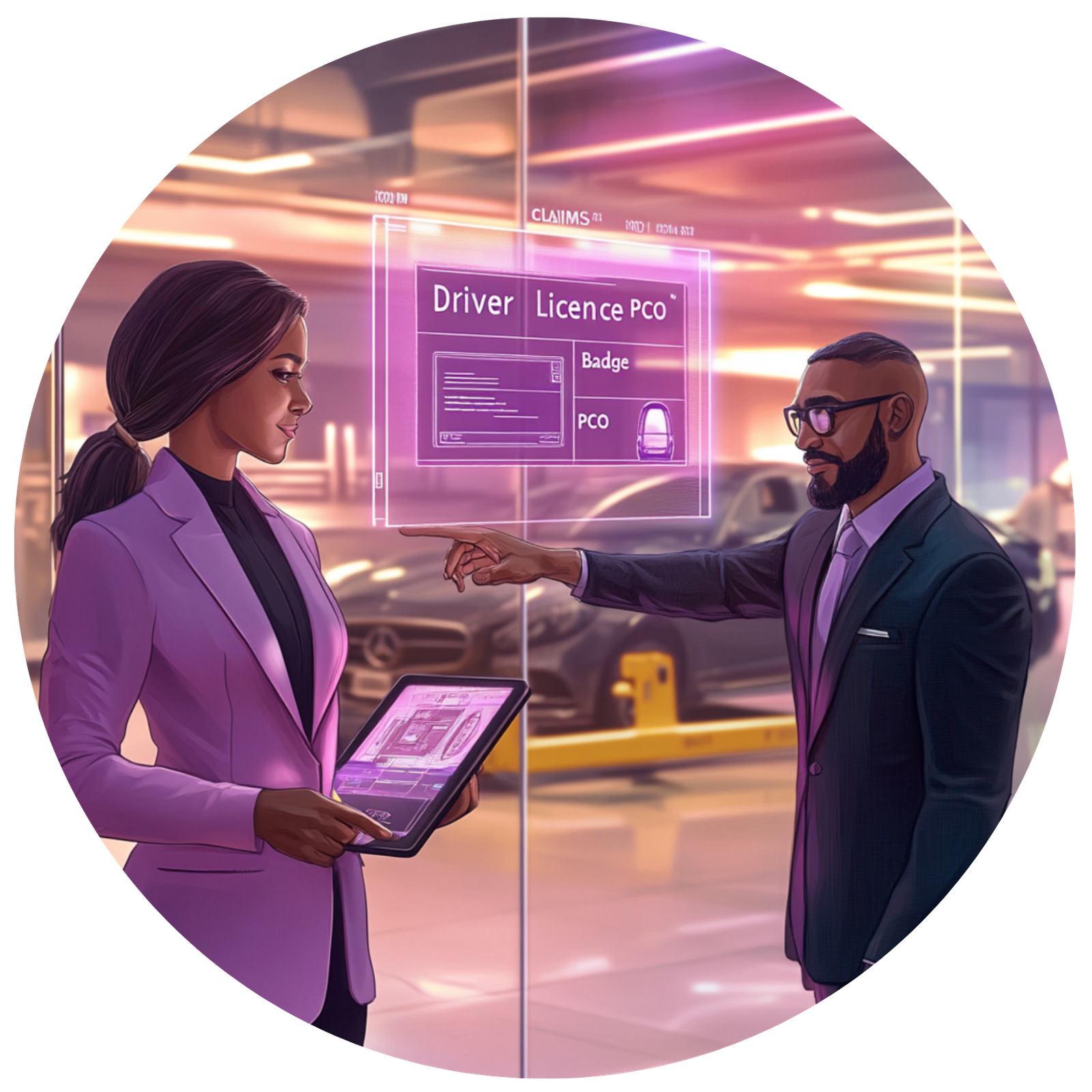 Paperwork assistance visual for London taxi drivers after an accident, shown on the homepage.