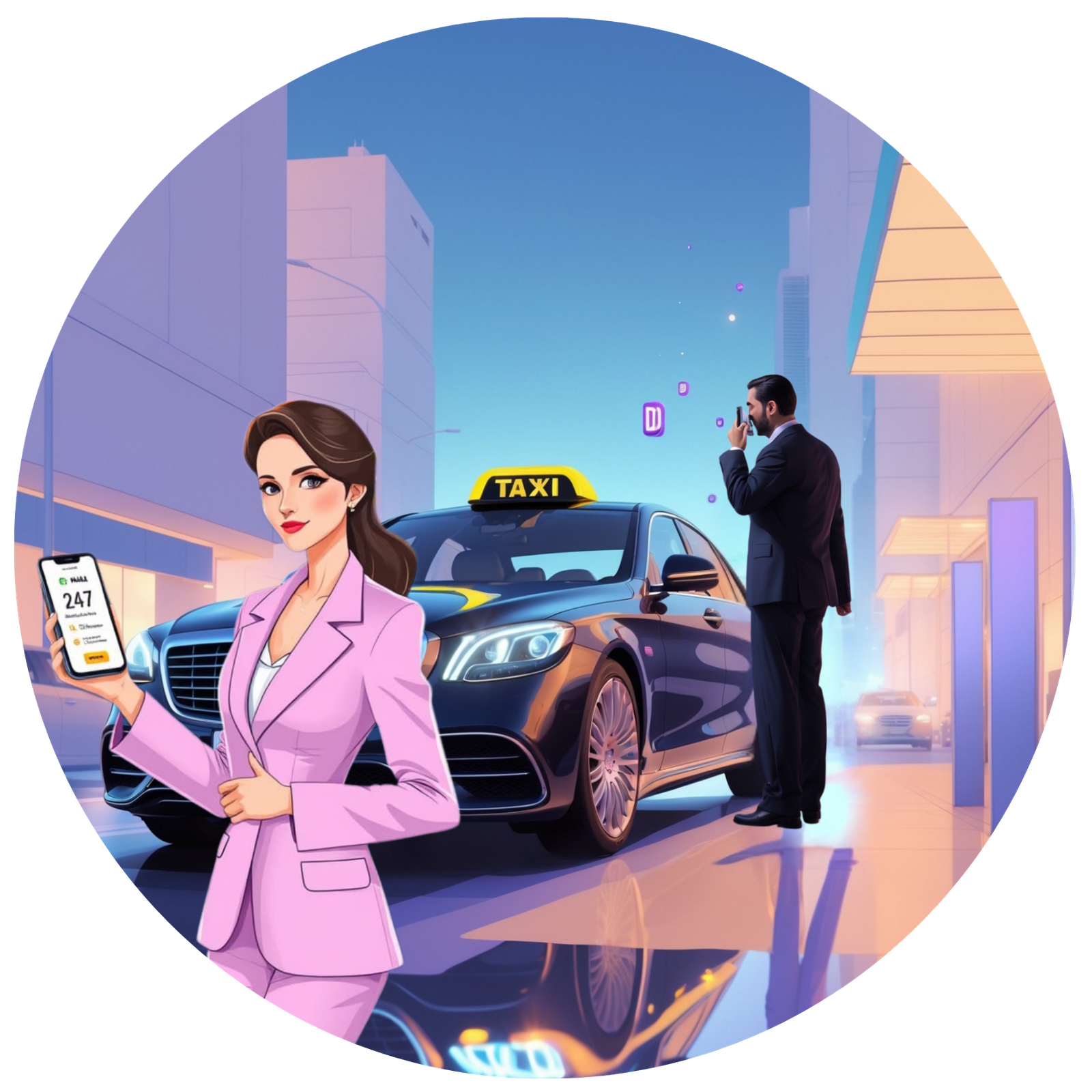 24/7 driver hotline visual for London taxi drivers needing accident help and coordination.