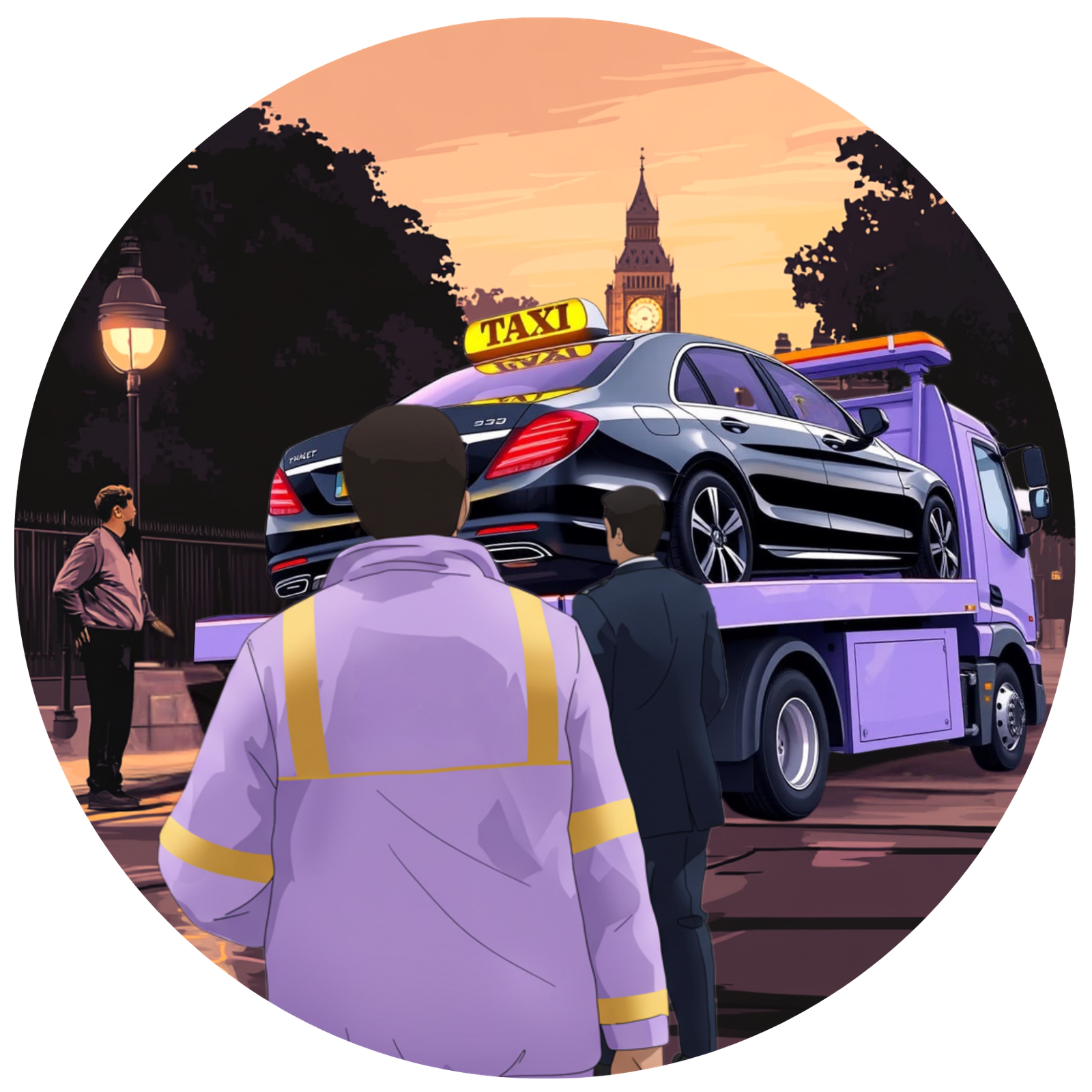 Credit recovery and secure storage visual for London taxi drivers after vehicle damage incidents.