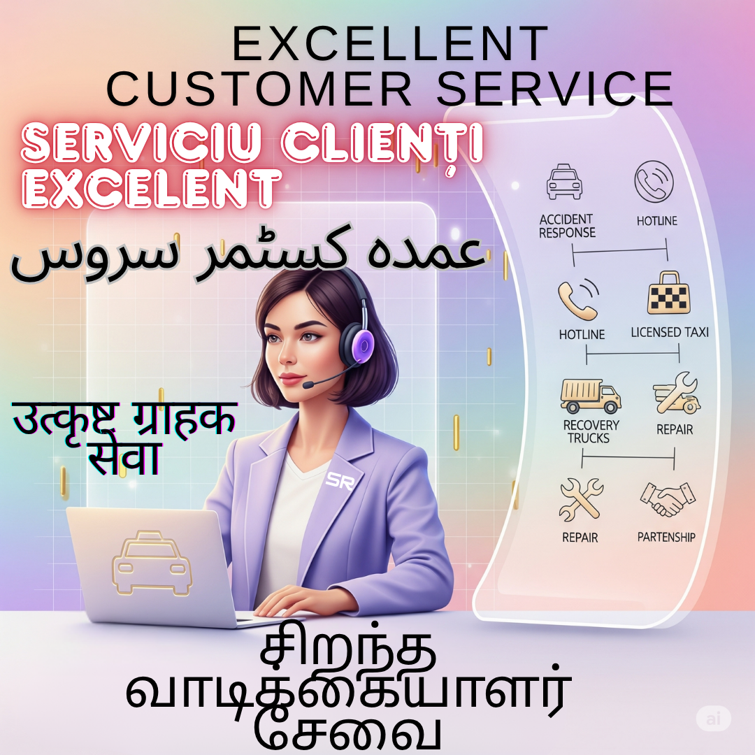 Customer service agent offering help in your own language on the Accident Assist Network homepage.