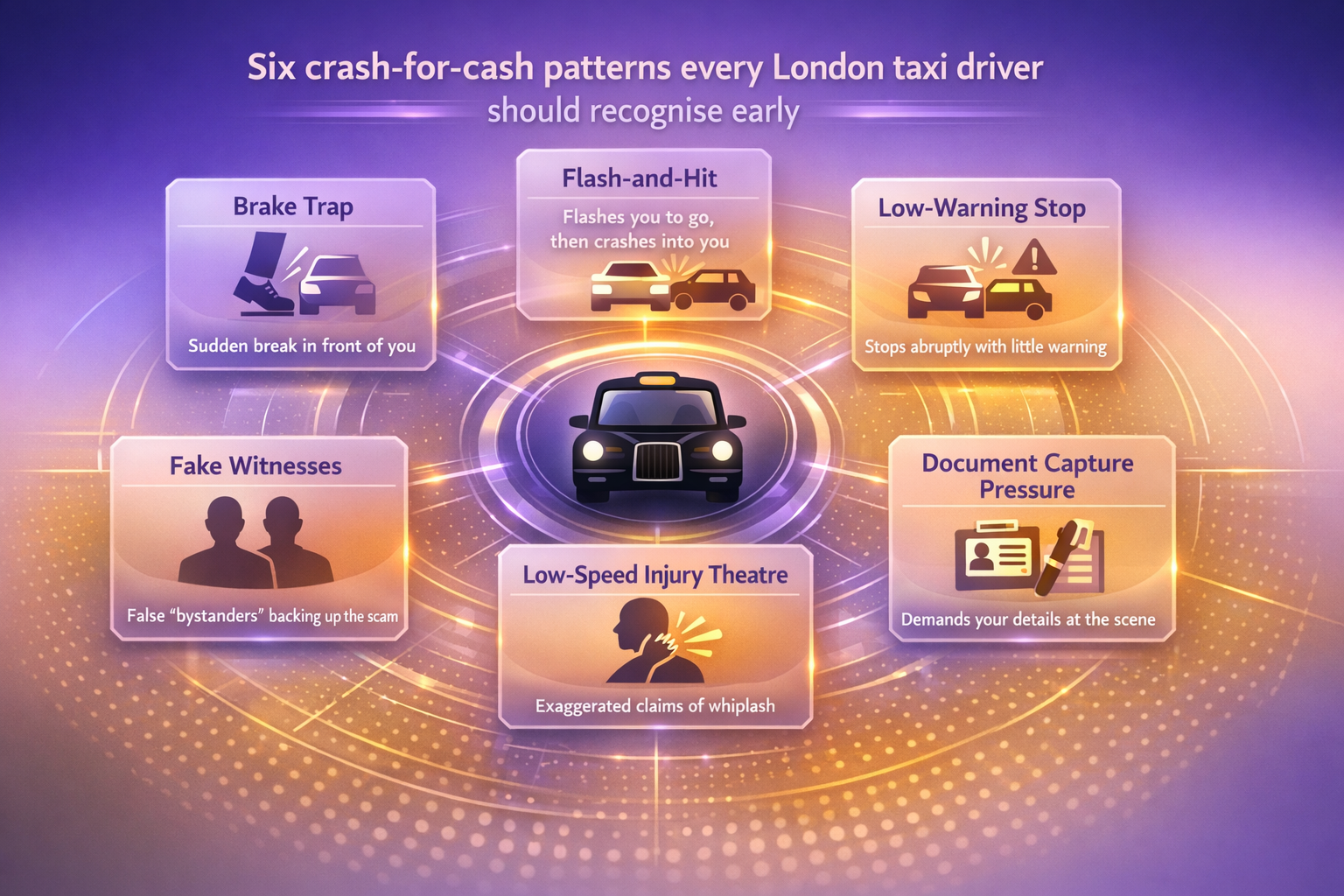 Crash for cash scam recognition guide for taxi drivers