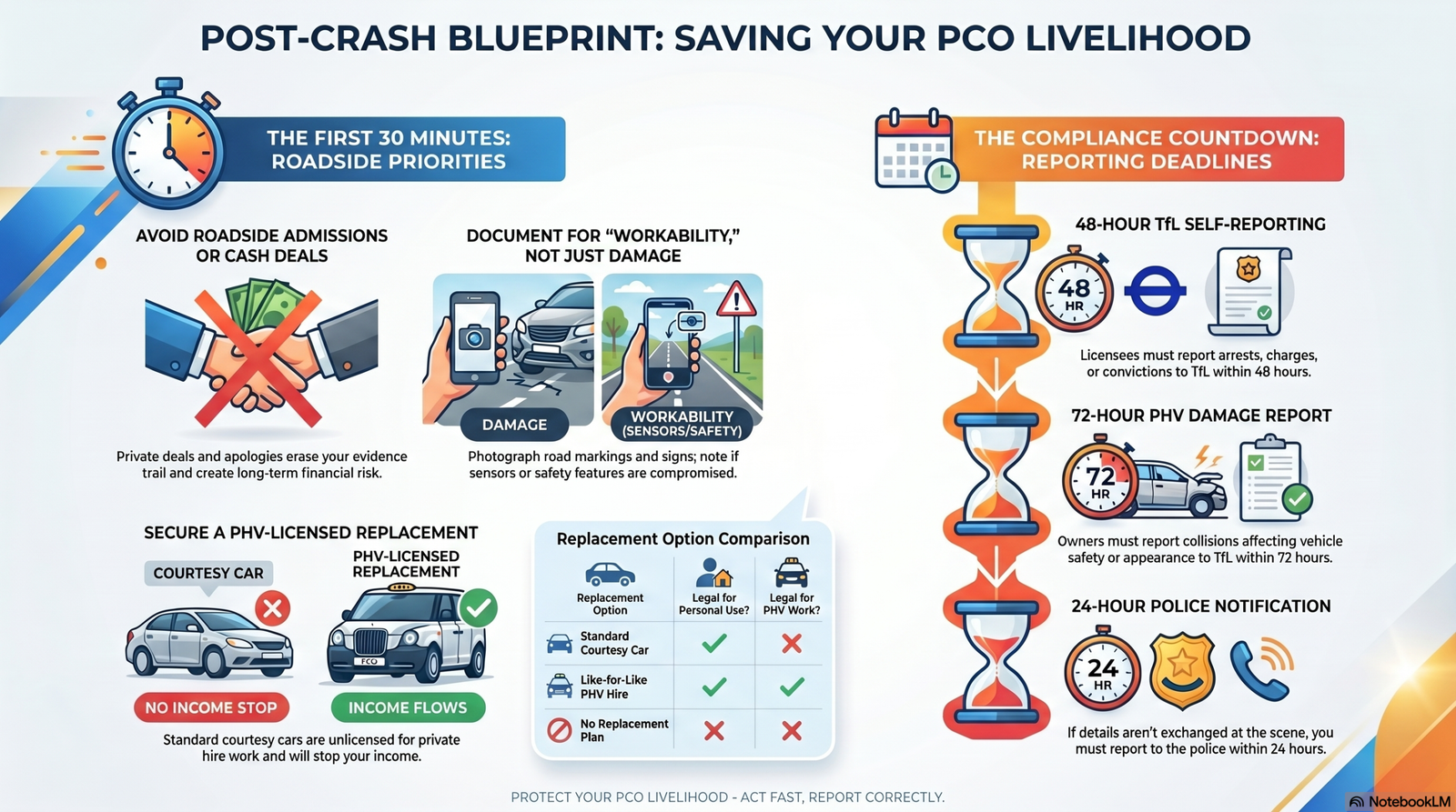 Post crash private hire blueprint infographic for new PCO drivers