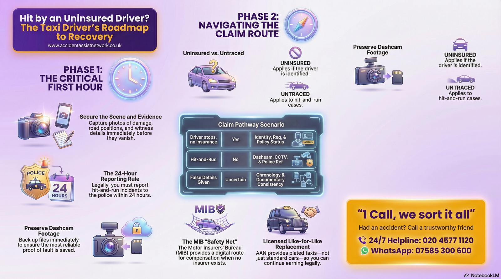 Taxi driver claim recovery roadmap infographic