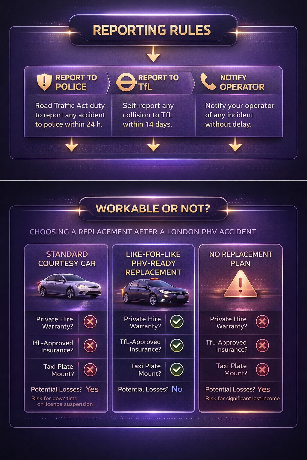 PCO replacement vs courtesy car comparison for new drivers