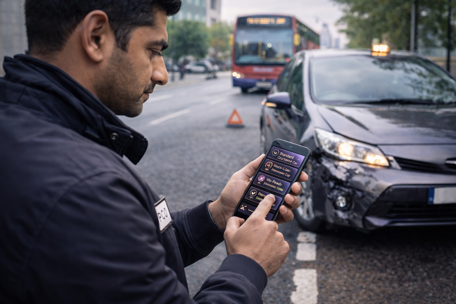 PHV driver comparing replacement options after non-fault accident