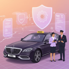 Shield-style support badge with a vehicle and assistance visuals, reinforcing protected taxi support on the London taxi page.
